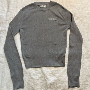 Miu Miu Heather Gray Ribbed Crewneck Sweater size small